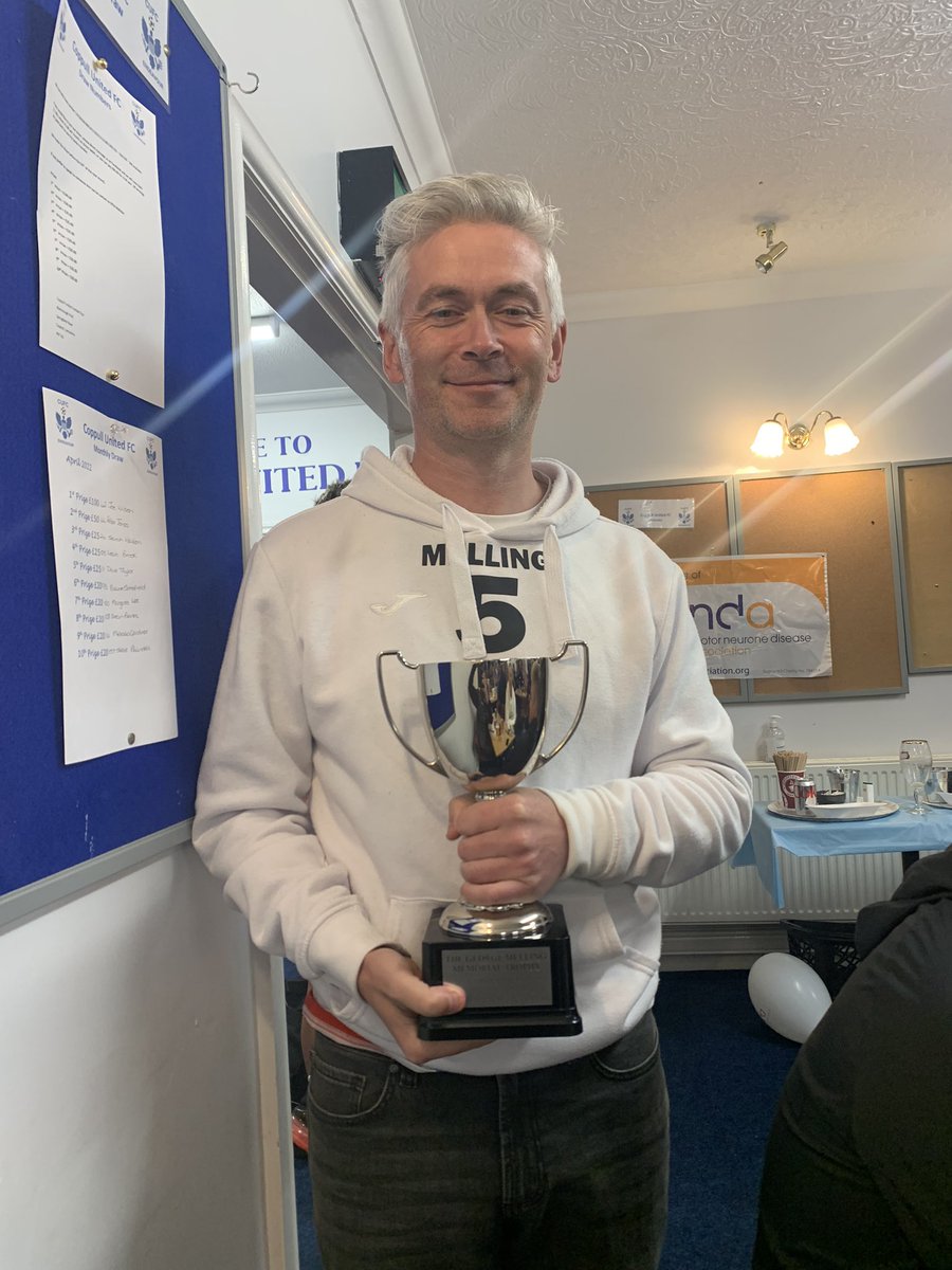 VicsNews's tweet photo. Proud to have accepted the George Melling trophy 🏆 from Big G’s father; Russ Melling tonight - after the #Vics’ 2-1 win Vs @Coppull_United. For once, speechless 🤐 😅 

😭 💙❤️💚 #RipBigG #NeverForgotten @_fletchermike https://t.co/sLE8Z8fzXn
