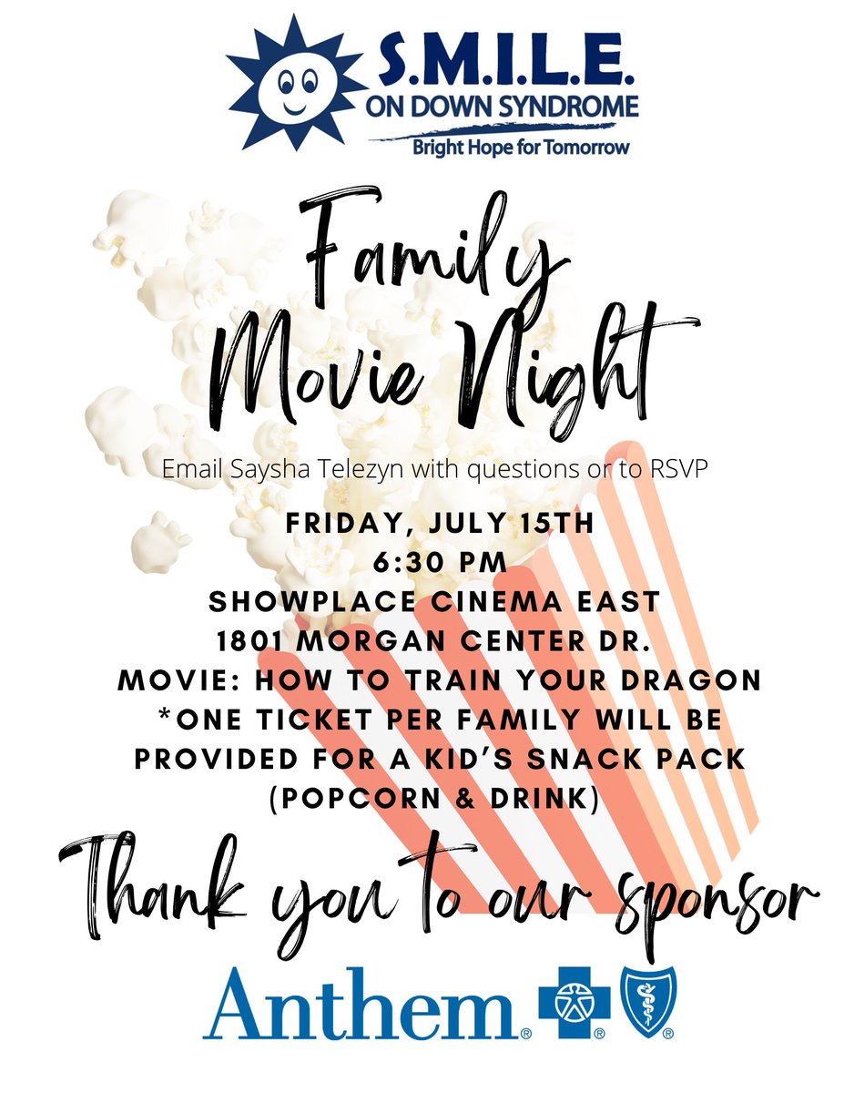 10 days away from our SMILE Family Movie Night! Please RSVP as soon as possible!