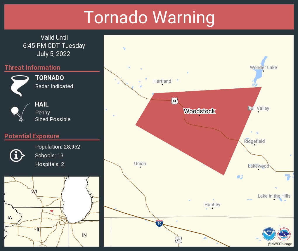 NWStornado's tweet photo. Tornado Warning continues for Woodstock IL until 6:45 PM CDT https://t.co/IwvYMQ3C67