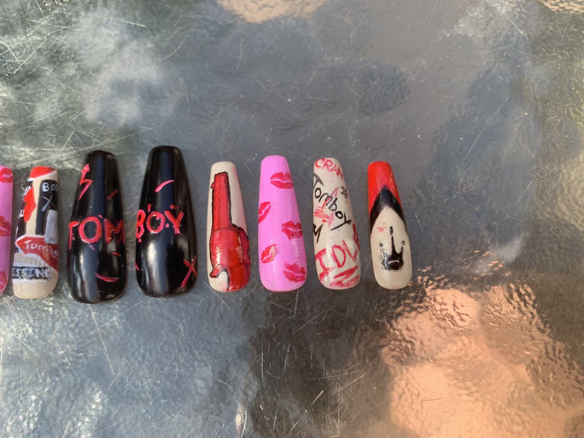 KPhongpradith's tweet photo. Tom Boy by (G)-Idle inspired nails now available on my Etsy shop! #GIDLE #GIDLE_WORLDTOUR_JUSTMEIDLE #Tomboy #KPOP #tomboygidle #MINNIE #SOYEON #MIYEON #YUQI #SHUHUA https://t.co/KFZQIhwJEm