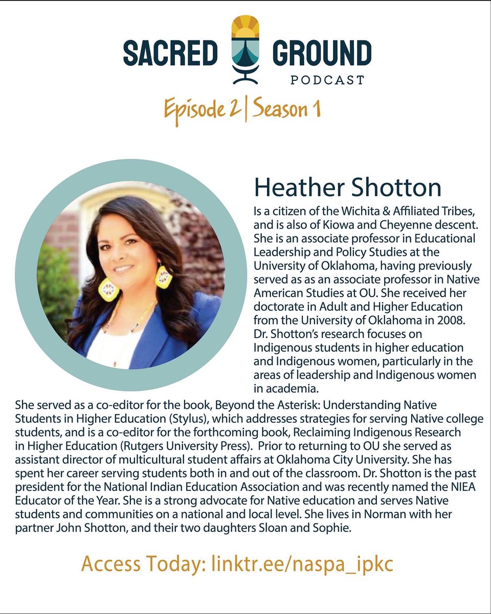 ipkc_naspa's tweet photo. NEW Podcast Episode❕
This episode features 🌟Dr.Chris A. Nelson, Heather Shotton, & Dr.Robin Minthorn, editors of “Indigenous Motherhood in the Academy”
Listen: https://t.co/OQ9ZofzRhD Leave any questions on the comments section for our guests.
#IPKC #NASPA https://t.co/1HPOz4iq6u