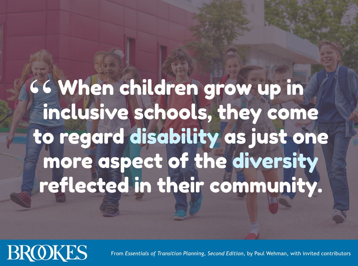 BrookesPubCo's tweet image. When children grow up in inclusive schools, they come to regard disability as just one more aspect of the diversity reflected in their community. #inclusion #education