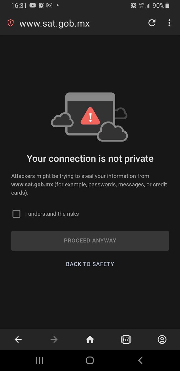 dimayslr's tweet photo. @SATMX Su certificado SSL no es valido !!! https://t.co/hCUtOF6wOl