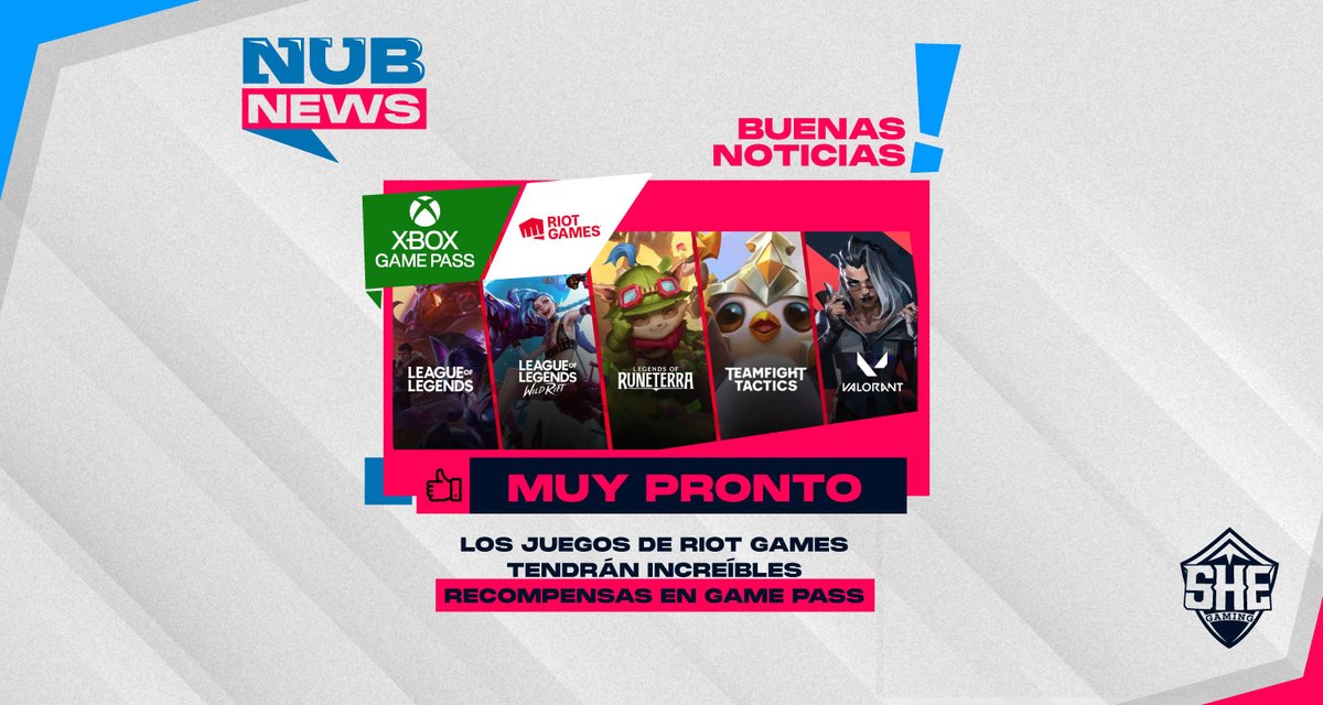 shegamingcol's tweet photo. Algún tiempo atrás se anunció la colaboración entre Riot Games y Xbox Game Pass 🎉💯
Por primera vez en la historia Game Pass, esta colaboración se extenderá más allá del PC, e incluirá incluir títulos de Riot exclusivos para móvil 📲💻
#shegaming #gamepass #riotgames https://t.co/YNuQoumtHy