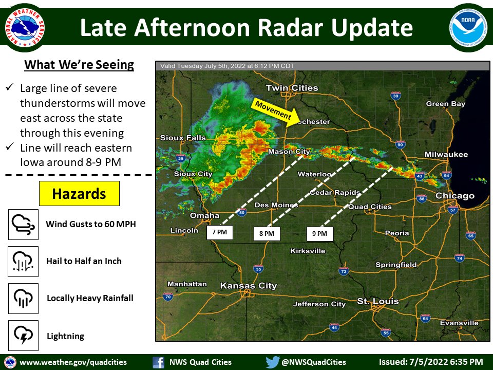 NWS Quad Cities on Twitter "⛈️ Latest look at radar and timing for storms moving into eastern