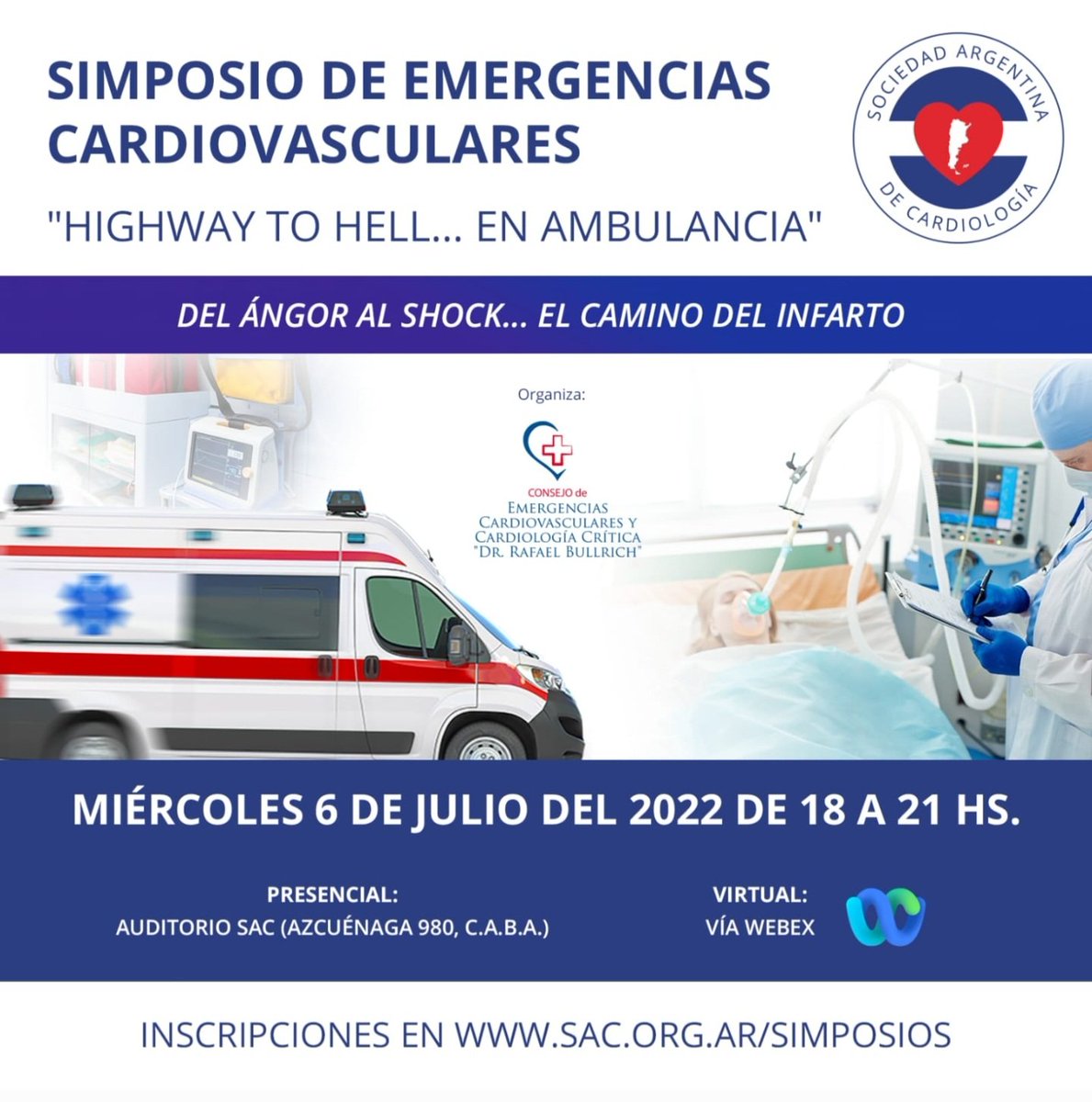 Los invitamos a un nuevo simposio del consejo de Emergencias Cardiovasculares.