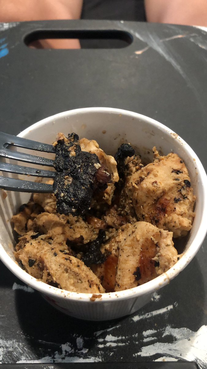 ACStan8's tweet image. Ordered grilled nuggies and I think @ChickfilA just scraped the grill into my bowl.. gross