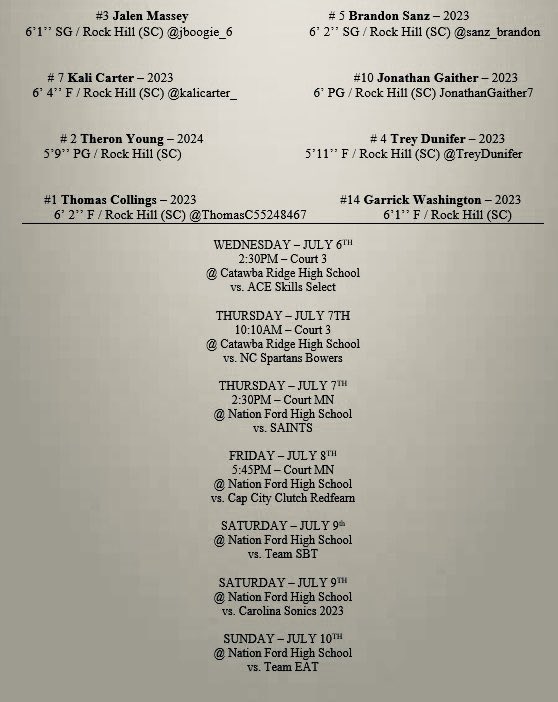 No_Fear_2023's tweet photo. All our players are excited for July
@Phenom_Hoops @PhenomExposure 
Coaches please see roster, locations, &amp; times. 

Questions (803) 524-3913 
@CoachJayeEd @CoachKadell https://t.co/CWrh2IsR71