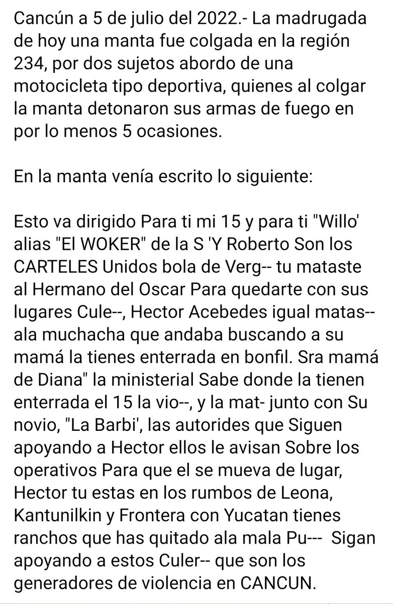 AngelVazquez40's tweet photo. El #Cancun 🏖️  #QuintanaRoo de Mara Lezama... Bienvenidos al "paraíso" del #CrimenOrganizado 🇲🇽 @CrissyGarzaO.@Jackskinripper

👉🏽 #InformeAlterno https://t.co/CaNMKDLpZq