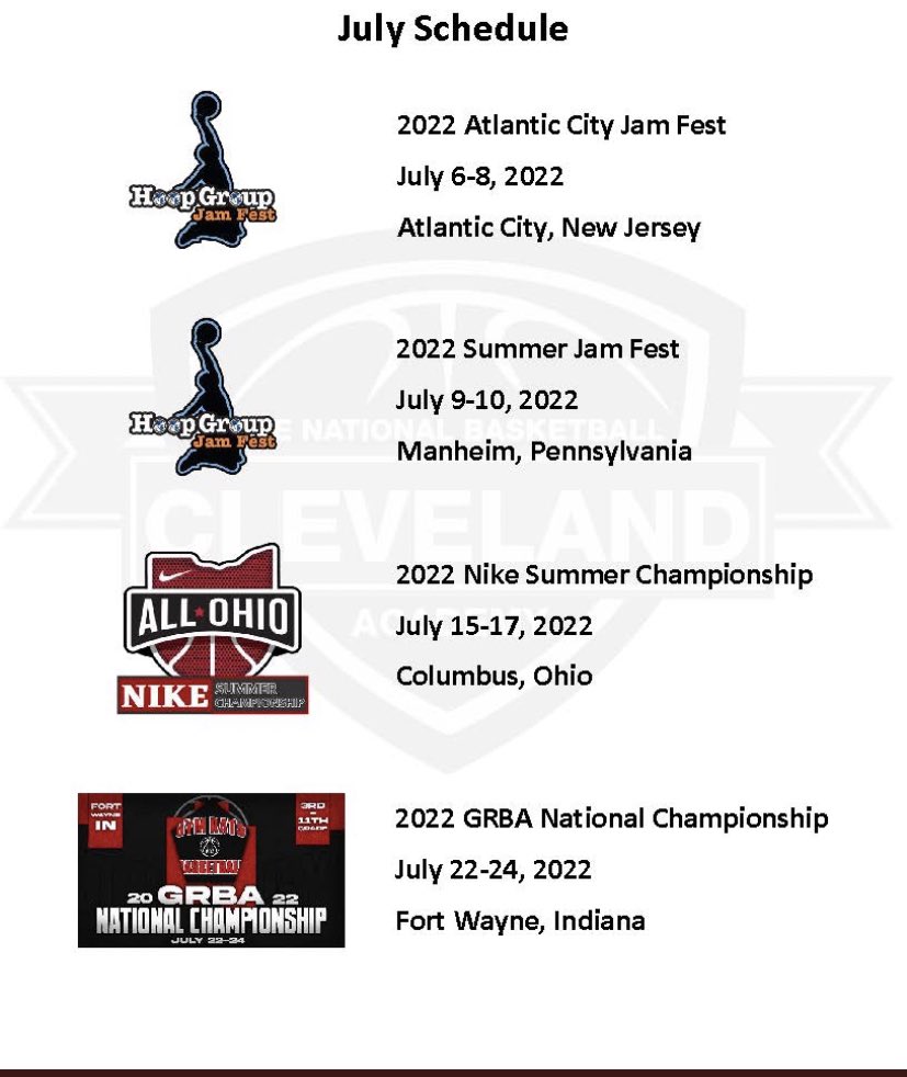 TNBA HEAT 17U 2023 July schedule! Can’t wait to compete with my guys. <a href="/tNBA_CLE/">tNBA Cleveland</a>