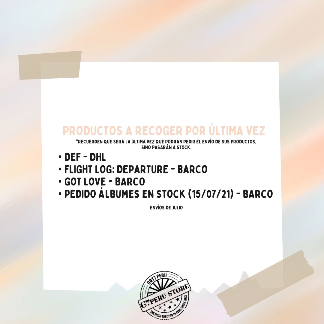GOT7_Peru's tweet photo. ENVÍOS A DOMICILIO LIMA Y PROVINCIA - JULIO 2022

Ahgases, les pedimos ingresar al formulario y llenarlo correctamente. 
Leer también las indicaciones en las fotos.

https://t.co/2DcXSdEg17

#GOT7 #GOT7Peru #G7PeruStore https://t.co/QmI3wabp8R