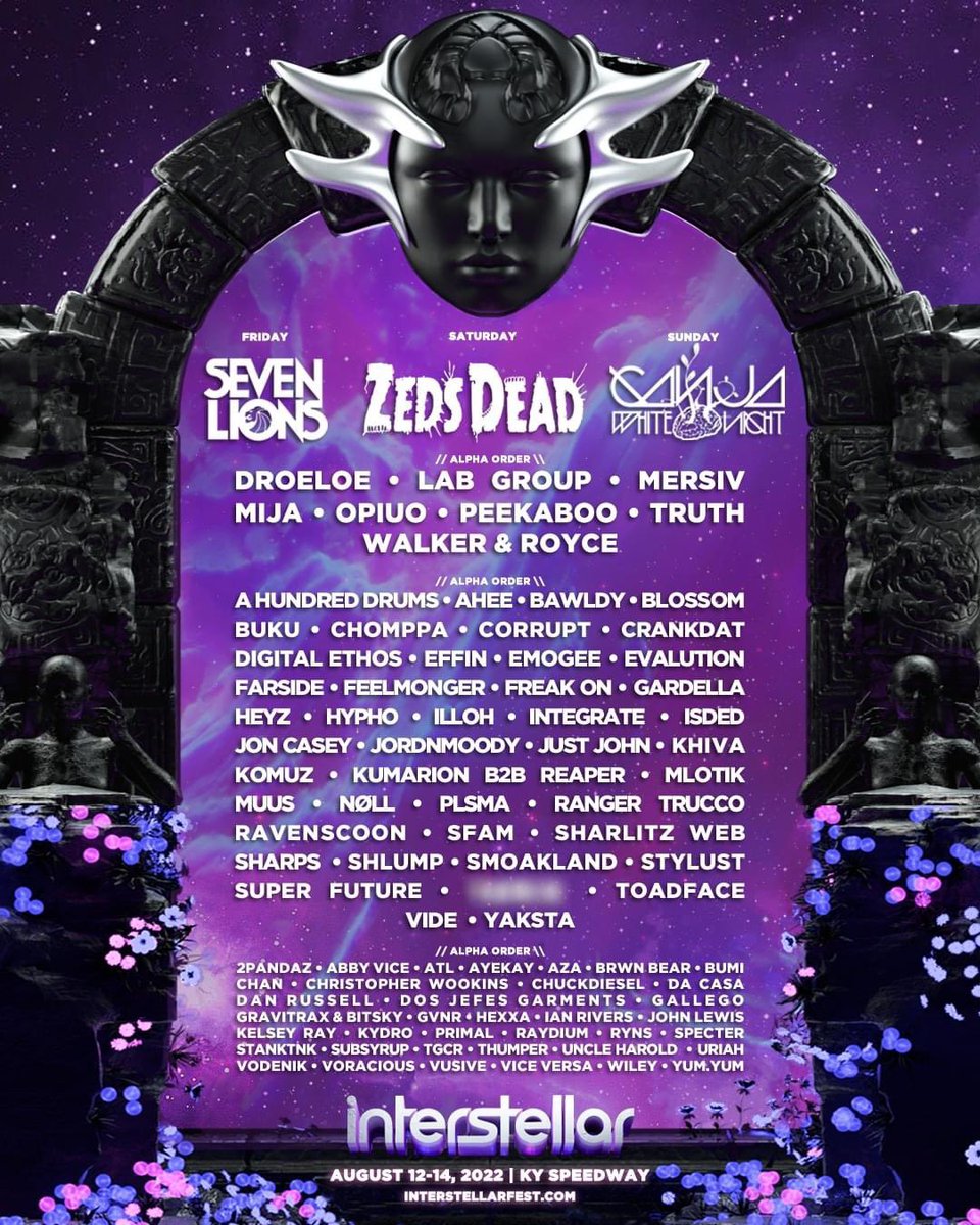 BastetPromotio1's tweet photo. Full lineup for @InterstellarMF!! ππ use our link to secure your tickets today!! ππ€πΌ
π https://t.co/t3wYx3fUHr π
#BastetPromotions #Interstellar #Interstellar2022 #InterstellarFest #InterstellarFest2022 #IntersellarFestival #InterstellarFestival2022 #ISMF #ISMF2022 https://t.co/2JfwXB3USe