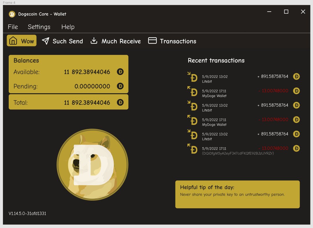 ElockChain's tweet photo. I like the design of the Dogecoin Core wallet by @maniixer π
It's very nice ! π
#doge #dogecoin #dogecoinwallet #Wallet @BotOfDogecoin https://t.co/GdwNodlx5g