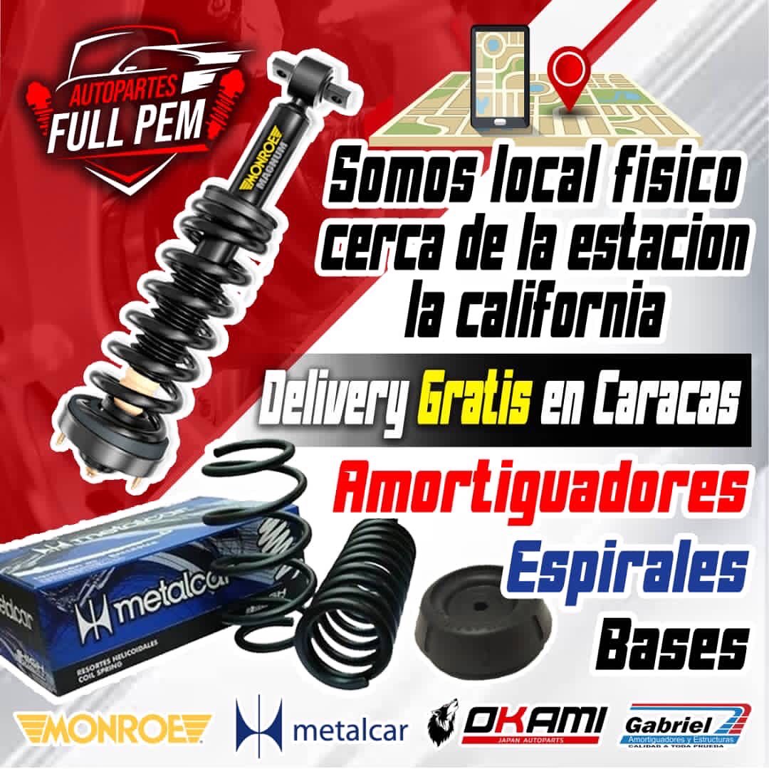 Full_Pem's tweet photo. Autopartes @full_pem Somos Venta de repuestos 🚗 . Tienda 🏬 física en Caracas. Delivery Gratis 🛵…

📲0412 9006056📱

♦️TREN DELANTERO 
♦️CLUCHT 
♦️KIT DE TIEMPO
♦️GOMAS 
♦️MANGUERAS 
♦️CORREAS 
♦️BASES DE MOTOR Y CAJA 
♦️GOMAS DE TRIPOIDE 
♦️BOBINAS 
♦️BOMBA DE AGUA Y + … https://t.co/jLVxviz15D