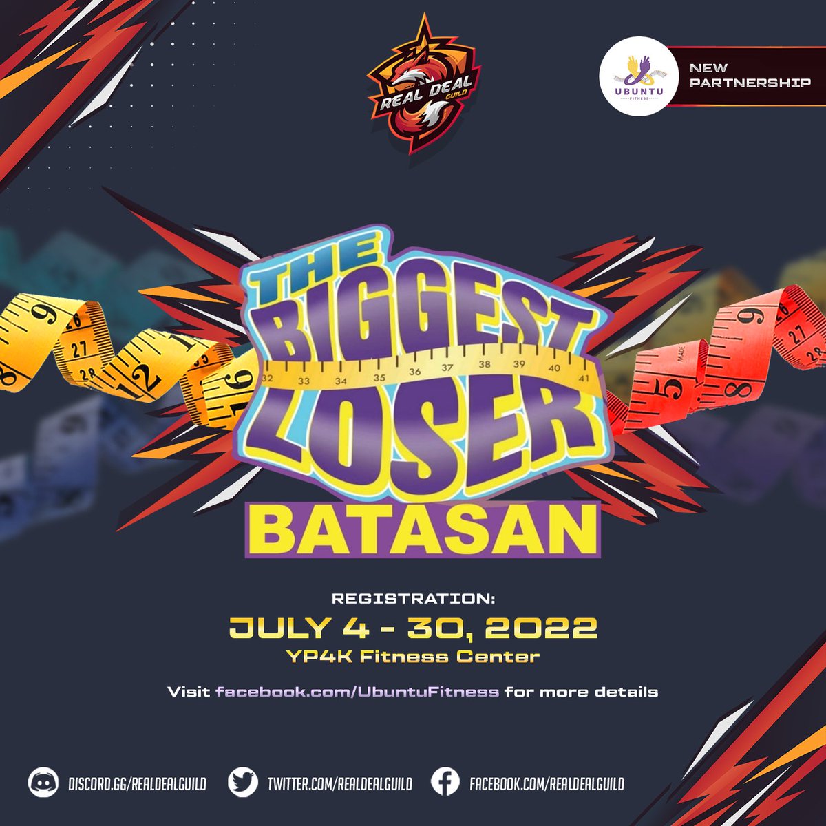 realdealguild's tweet photo. Summer has ended, but it's never too late to achieve your summer body goals! 👙☀️

So, 𝗥𝗗𝗚 is sponsoring the FIRST EVER BIGGEST LOSER in BATASAN and challenges YOU to join and celebrate our new partnership with Ubuntu Fitness! 💪

Read more: https://t.co/Qddf6uTHNS https://t.co/qvtcLa12as
