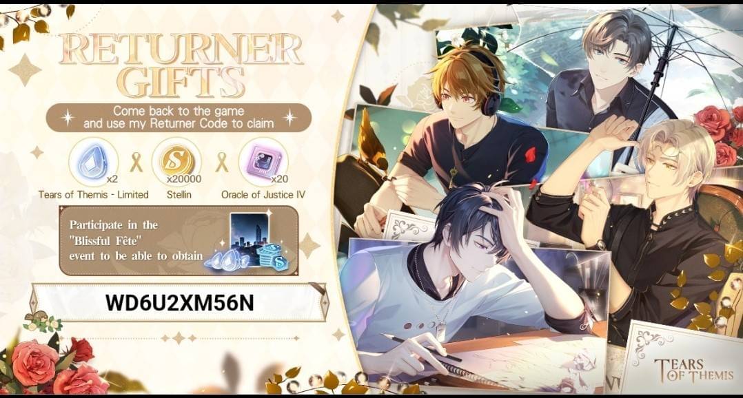 aiia1112's tweet image. WD6U2XM56N

#tearsofthemis #TearsOfThemisAnniversary #returnercode