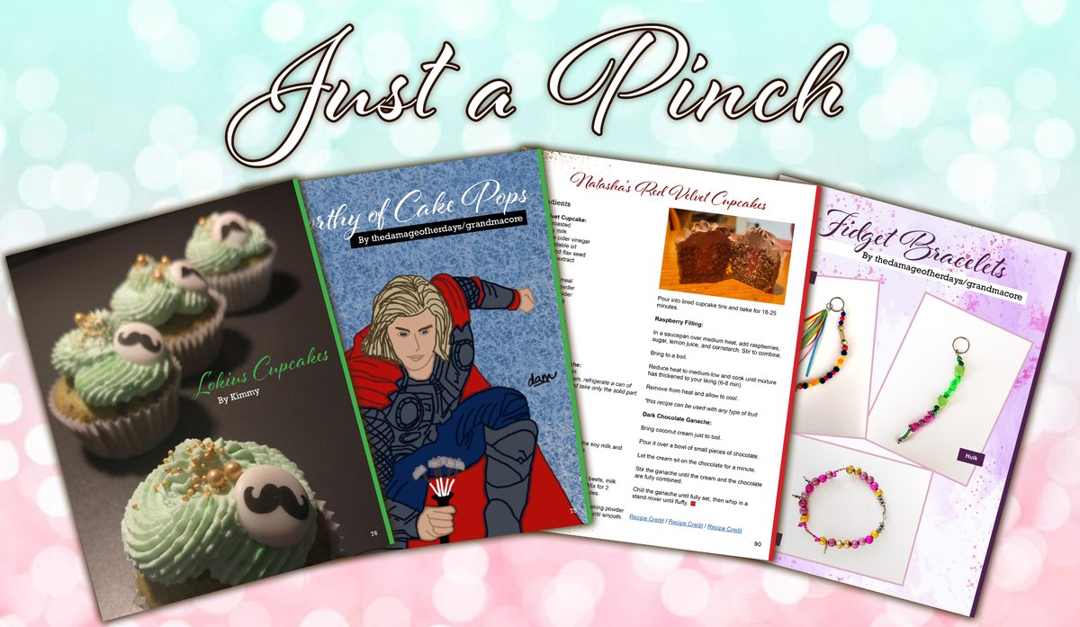 justapinchbook's tweet photo. Download our FREE Marvel Zine now! This link has free pdf files for different e-readers and printing. https://t.co/kreZkJYLYr Enjoy jewelry, recipes, fic, art and more! https://t.co/E6i7DU0Iyl