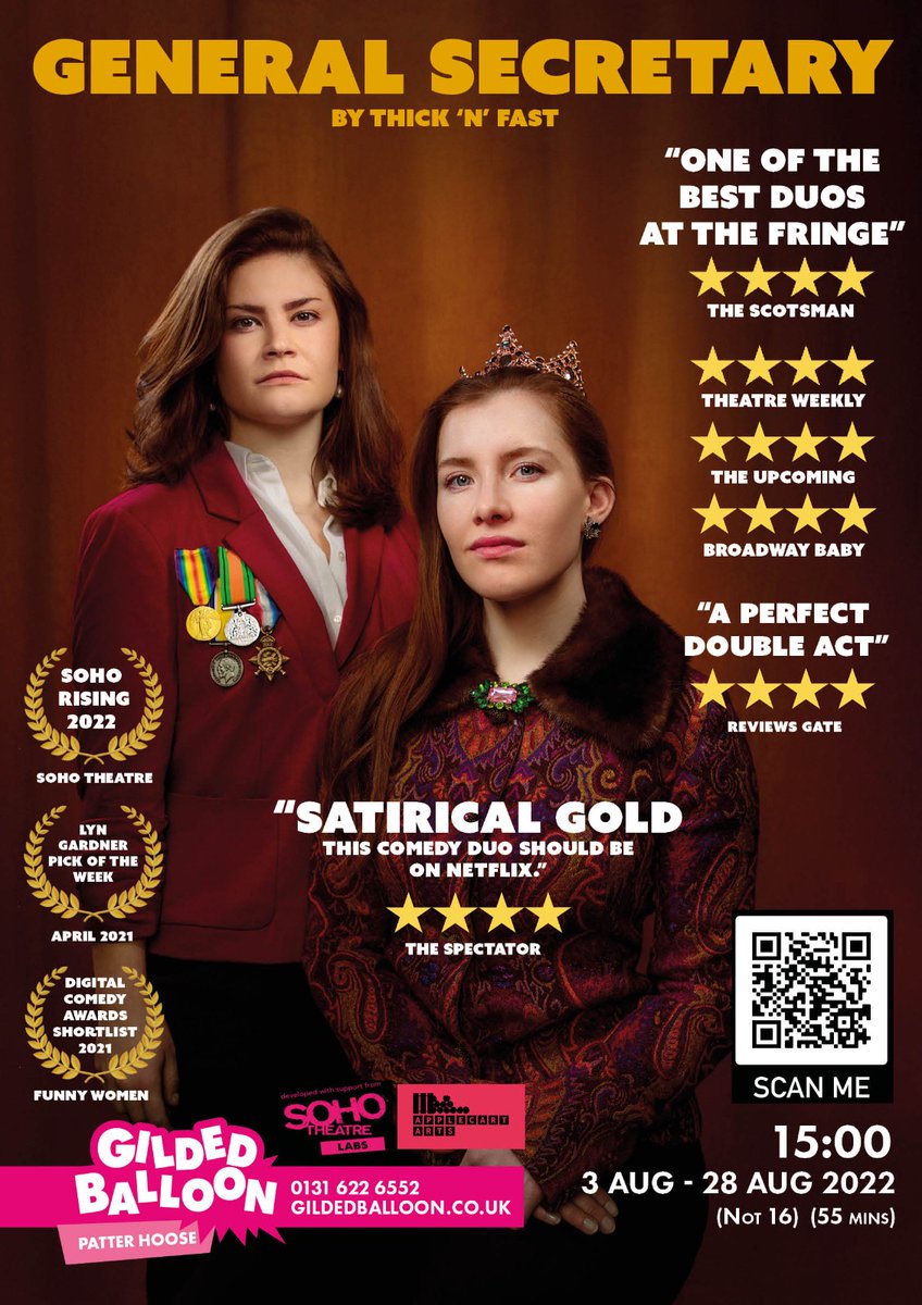 <a href="/fast_thick/">Thick 'n' Fast</a> are back! Catch #generalsecretary at A Pinch of VAULT on Thursday!
⭐⭐⭐⭐ "Satirical gold" (Spectator)
Two inexperienced idiots suddenly become world leaders. Send help.
vaultfestival.com/events/general…
General Secretary
A Pinch of @Vaultfestival
Vaulty Towers
7.30, 7th July