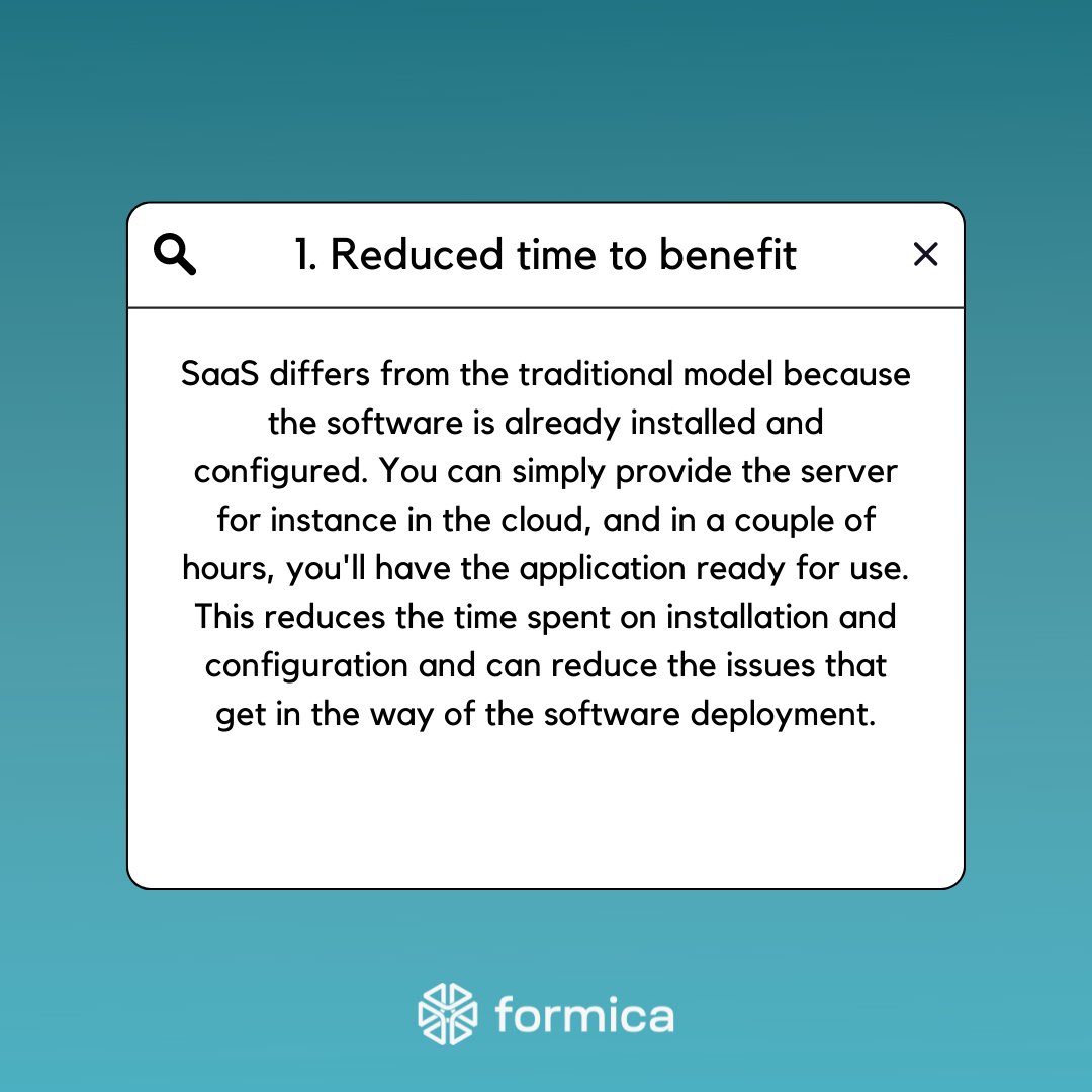 formica_ai's tweet photo. SaaS or Software as a Service is a highly important concept today. It brings various advantages both for the businesses and the users. 

Swipe left to take a look at the top four benefits of SaaS technology! 👈 
#saas #softwareasaservice #formicaai https://t.co/QvF49q891k