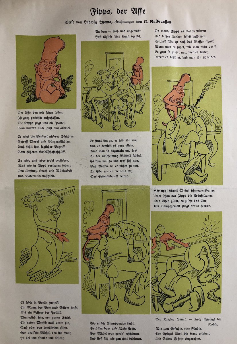 Hommage de Gulbransson à Wilhelm Busch en 4 pages, texte Ludwig Thoma, 1907 