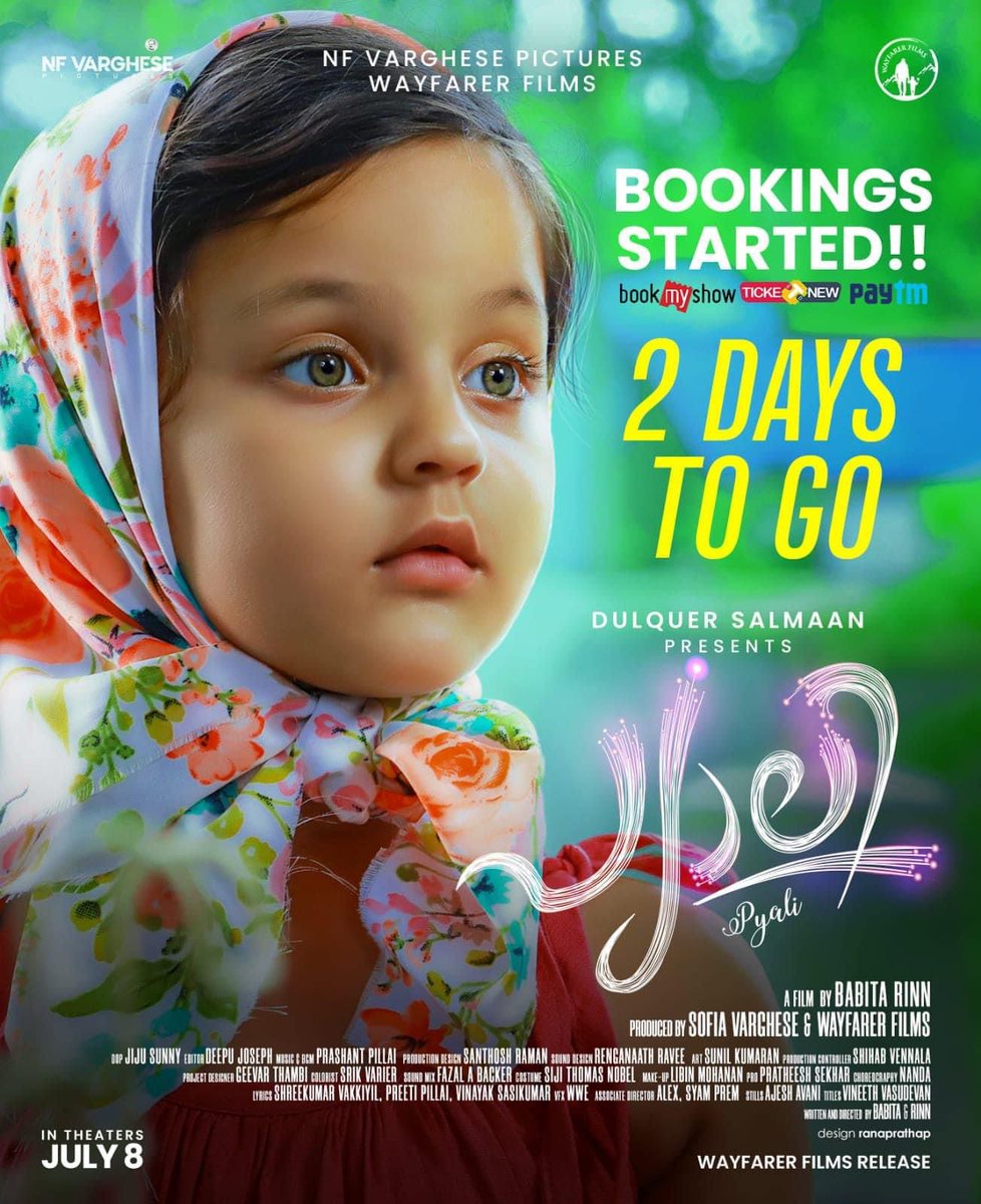 appani_sarath's tweet photo. #Pyali 2 days to go!
Booking Started!!
@dulQuer
@DQsWayfarerFilm #sofiavarghese
#nfvarghesepictures https://t.co/hyzbzwovyq