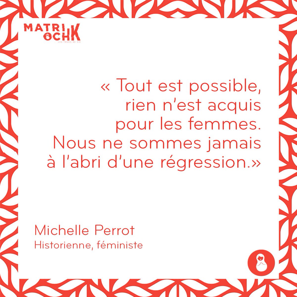 MatriochK_itw's tweet photo. "Tout est possible, rien n'est acquis pour les femmes. Nous ne sommes jamais à l'abri d'une régression."
👉 L'entretien avec l'historienne des droits des femmes est à voir de toute urgence, ici : https://t.co/gZbFr7D4iO
#Transmission #CollectionMatriochK #MyBodyMyChoice #MeToo https://t.co/tqf2Vy9f2r