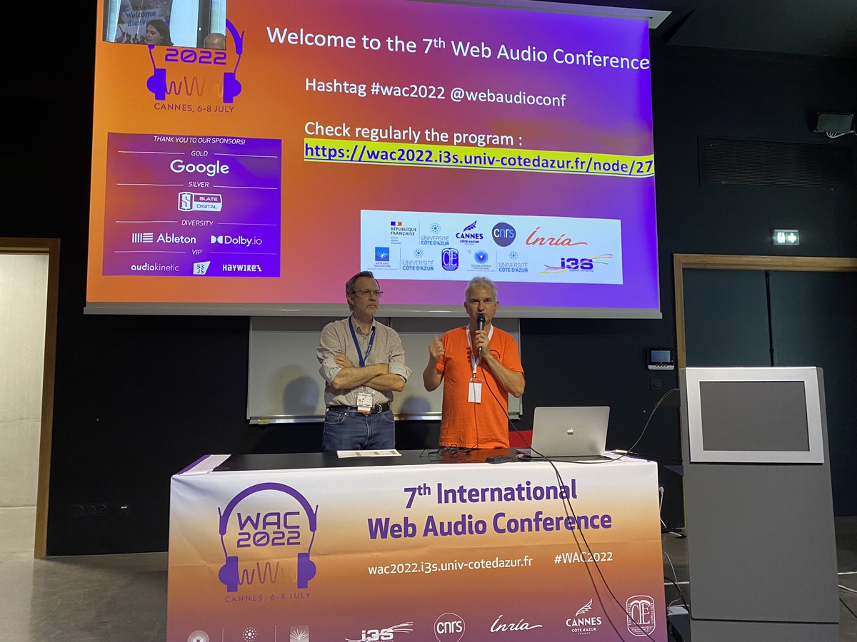 WAC2022 (@webaudioconf) on Twitter photo Starting now! @micbuffa welcomes the <a href="/WebAudioConf/">WAC2022</a> participants #wac2022 #webaudio <a href="/inria_sophia/">Centre Inria d'Université Côte d'Azur</a> <a href="/Laboratoire_I3S/">Laboratoire i3S</a> <a href="/EURCreates/">Ecole Universitaire de Recherche CREATES</a> Starting now! @micbuffa welcomes the <a href="/WebAudioConf/">WAC2022</a> participants #wac2022 #webaudio <a href="/inria_sophia/">Centre Inria d'Université Côte d'Azur</a> <a href="/Laboratoire_I3S/">Laboratoire i3S</a> <a href="/EURCreates/">Ecole Universitaire de Recherche CREATES</a>