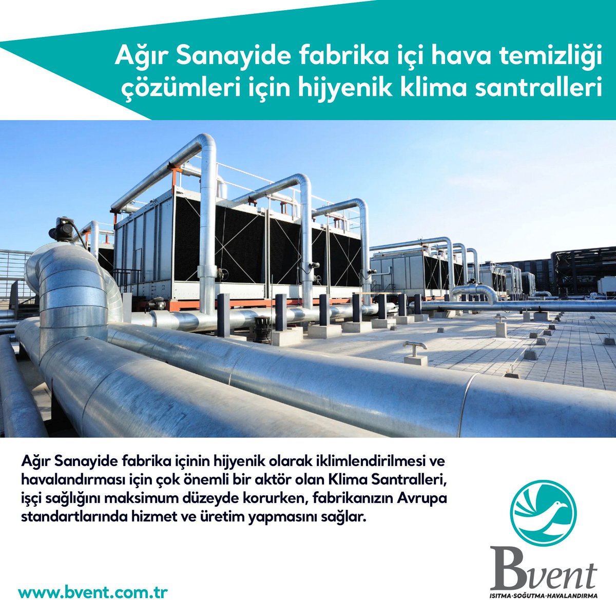 Ağır sanayide, fabrika içinin hijyenik olarak iklimlendirilmesi ve havalandırması için çok önemli bir aktör olan Klima Santralleri, işçi sağlığını maksimum düzeyde korurken, fabrikanızın Avrupa standartlarında hizmet ve üretim yapmasını sağlar.
 #bvent #klimasantrali #hvac #izmir