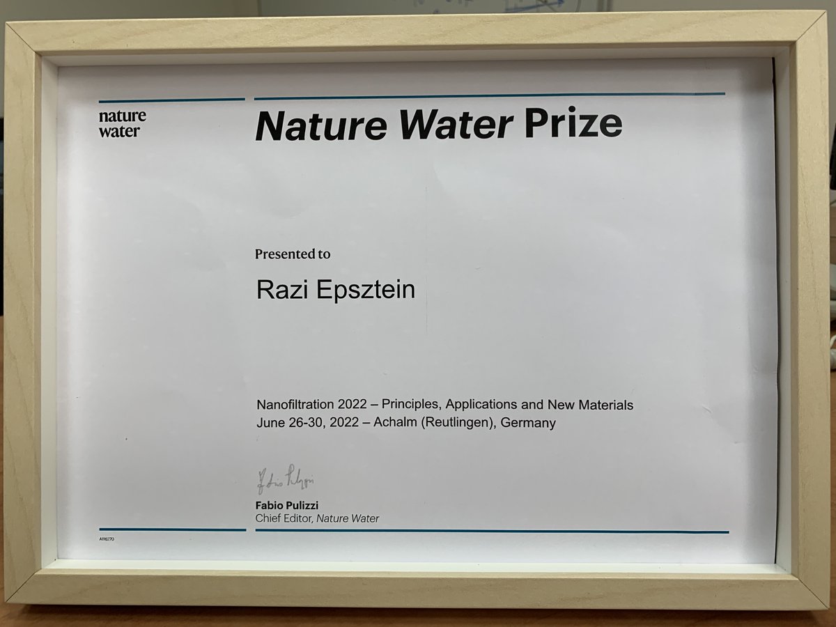 I was excited last week to receive the <a href="/NatureWaterJnl/">Nature Water</a> Prize for the excellent presentation in the Nanofiltration 2022 conference. Thank you <a href="/IamtKit/">IAMT-KIT</a> members for a memorable recognition.
