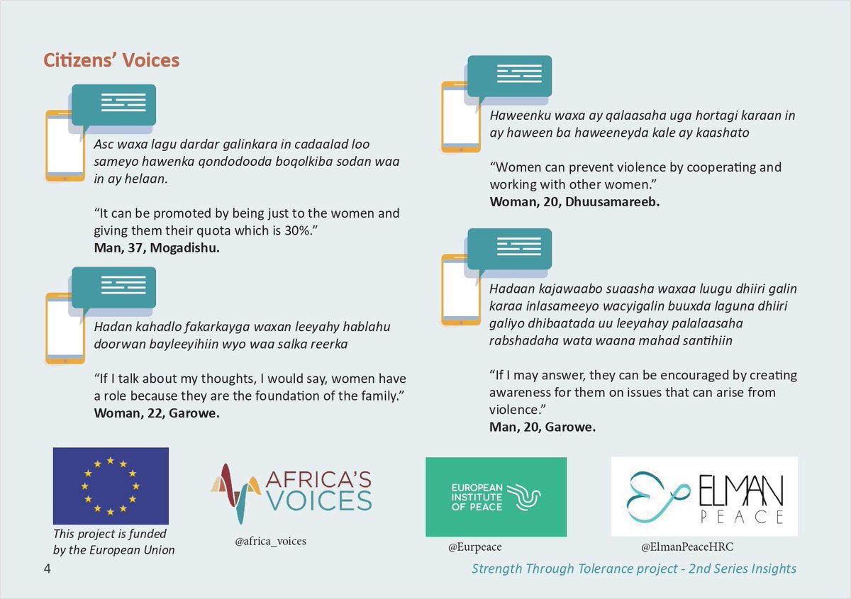 africas_voices's tweet photo. The AVF approach enabled Somalis to share their insights on how women can be involved in PCVE by way of sending us SMS through toll free short-code.
#SSTProject
@Eurpeace @ElmanPeaceHRC @EU_in_Somalia https://t.co/D9dMztQy4B