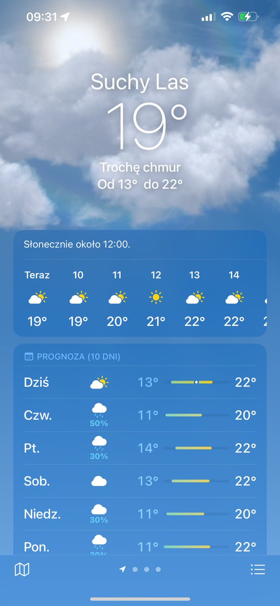robsoniqe's tweet photo. Czy ktoś zauważył, że pogoda w #ios16beta2 jest zrąbana? Nawet inne systemy (MacOS, iPadOS) które są na oficjalnych wersjach pokazują coś innego. Właśnie zaczęło delikatnie padać. MacOS to widzi. W iPhonie mam piękne słońce. Sytuacja się powtarza. https://t.co/ubOBgigegp