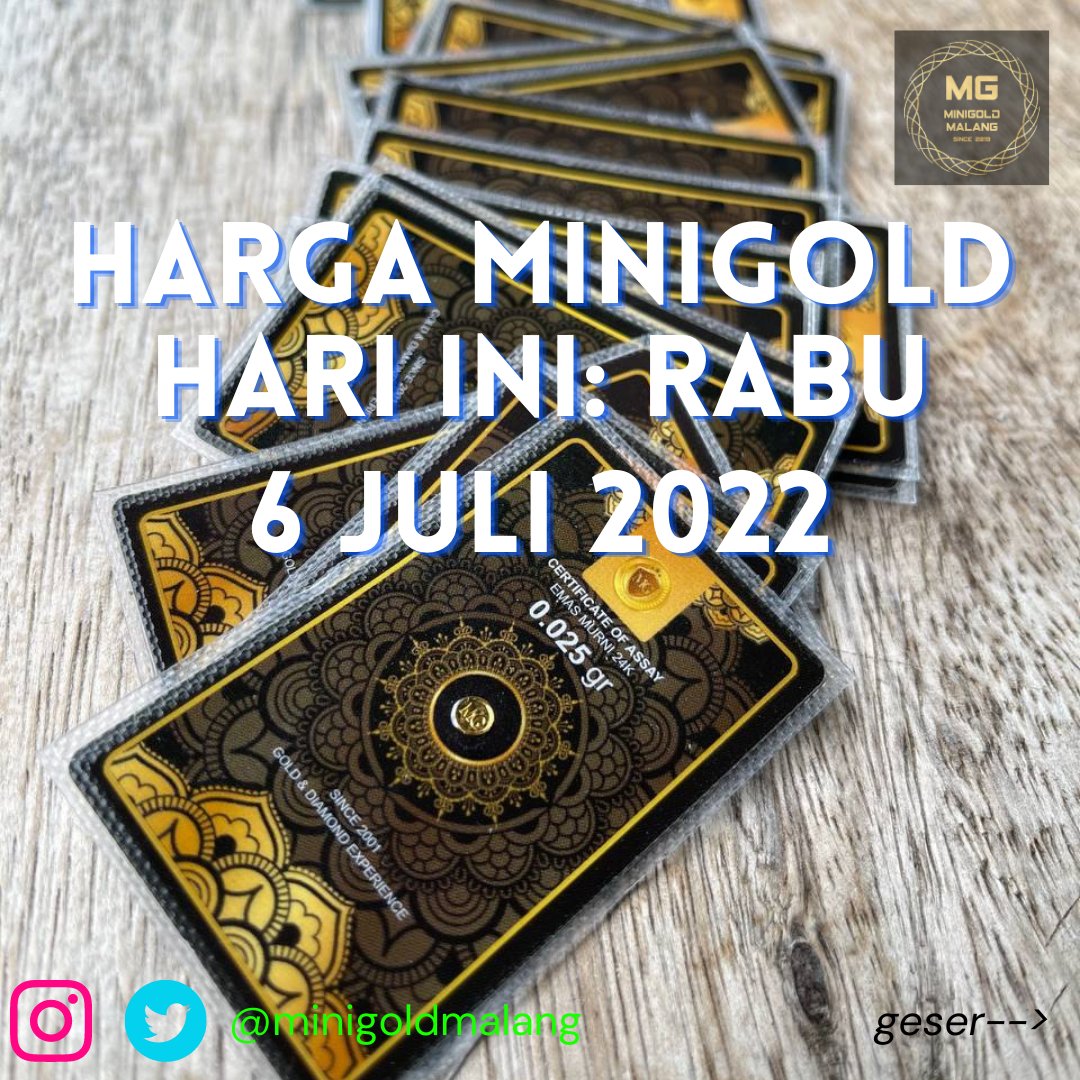 minigoldmalang's tweet photo. Harga MiniGold hari ini, Rabu 6 Juli 2022:

Semoga semakin hari, semakin bertambah simpanan emasnya.

Info pembelian dan join reseller https://t.co/fehKIKghD4 #emaskandia https://t.co/7Co4dyexuP
