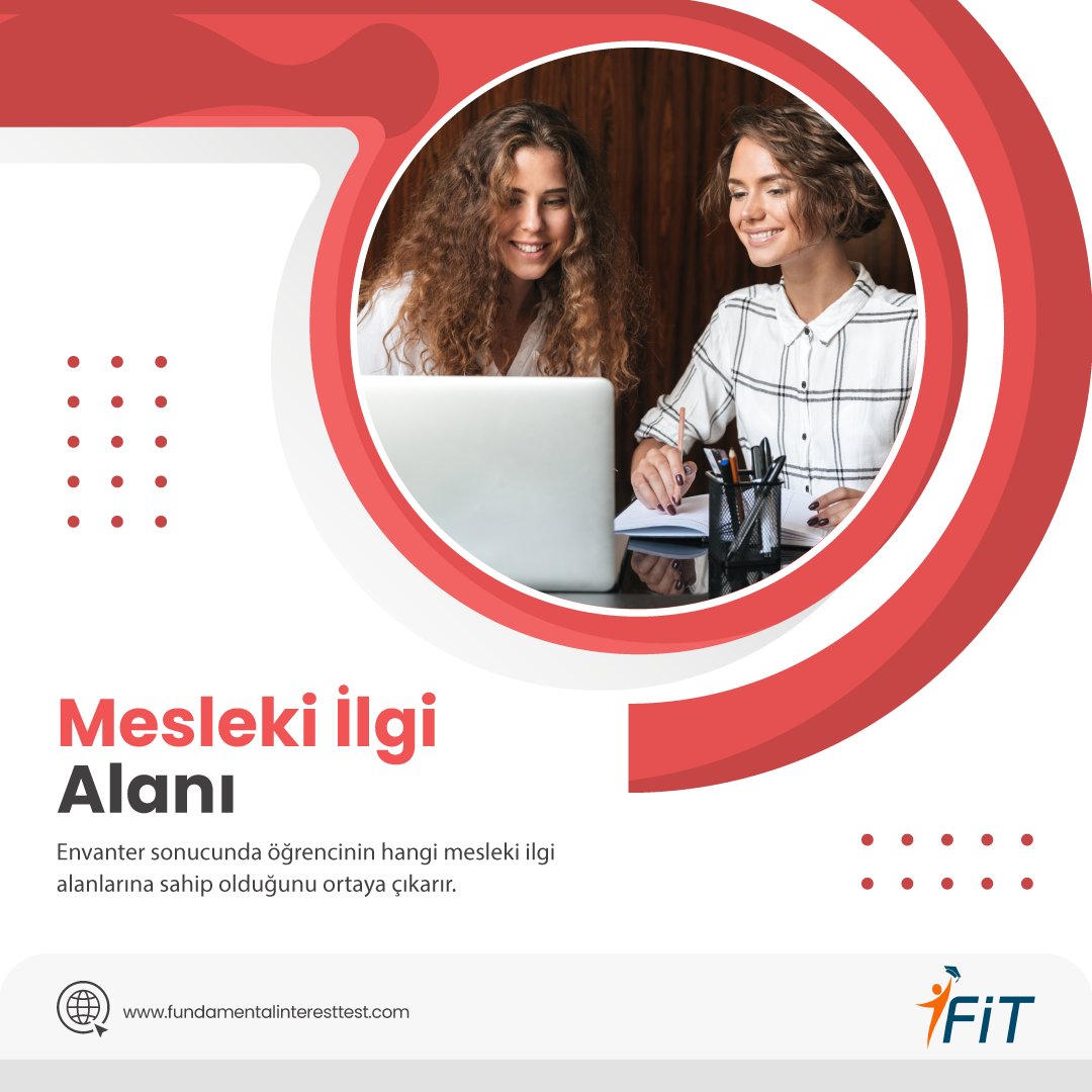 FiT ile lise ve üniversiteye hazırlanan gençlerin mesleki ilgi alanlarını öğrenebilir, sonuçlar doğrultusunda en uygun bölümlere yönlendirebilirsiniz.
fundamentalinteresttest.com

#fit #fundamentalinteresttest #tercih #tercihdanışmanlığı #lise #universite #yks #ayt #tyt #meslekler