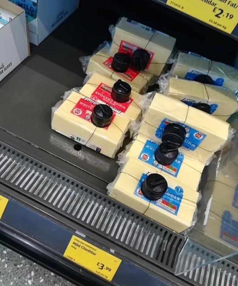 miss_anthrop75's tweet photo. British supermarkets now putting tags on dairy products. Most folk still haven’t woken up to the fact this is all by globalist design. To break you all financially, then to say this current system isn’t working and to bring in a controlling credit system. 6uild 6ack 6etter. https://t.co/diW4U2XQew
