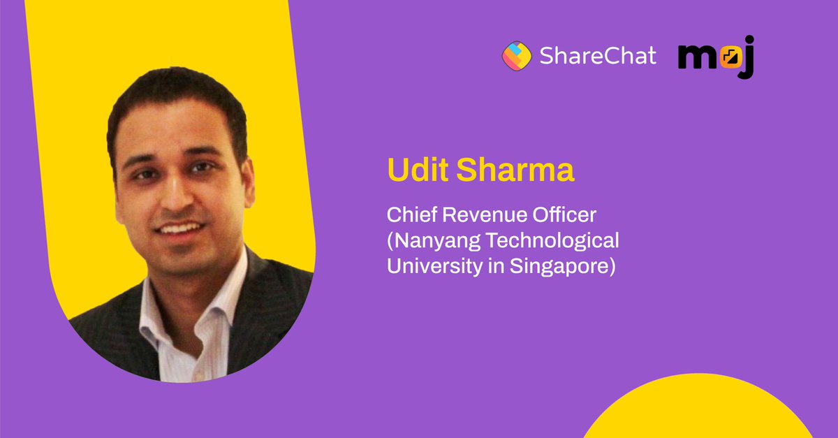 sharechatapp's tweet photo. We would like to extend a warm welcome to Udit Sharma, our new CRO!

Udit, in his last stint, was leading sales in Disney+ Hotstar. He'll help @sharechatapp &amp; @mojappofficial improve the narrative &amp; drive better ROI for our clients.

Happy to have you join our family, Udit! https://t.co/zW6VOmrJlC