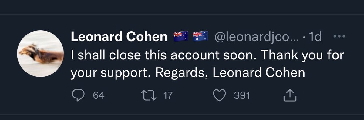 5Eyes_insider's tweet photo. Day 2 of the FatlenDeparture
I’ve been asked to carry forward Leonard’s memory, sharing little stories of Len and what he meant to so many people
Exciting to think anyone searching for @leonardjcohen will get to enjoy these stories
#Deadbro
#FatLen
#saynotochildabuse https://t.co/ei9VaH4znS