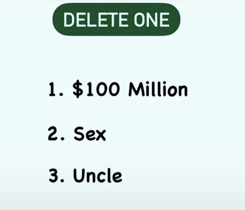 EvianaGh's tweet photo. You can only choose two and Delete one_____________ https://t.co/c2kwvQBzxk