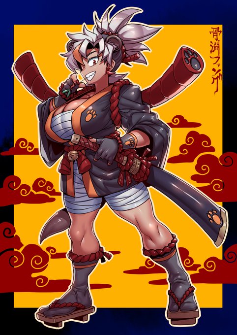 配信で描いた ファングさんの 和風衣装♪
かっこかわいみ～♪
#ふぁんぐあーと 