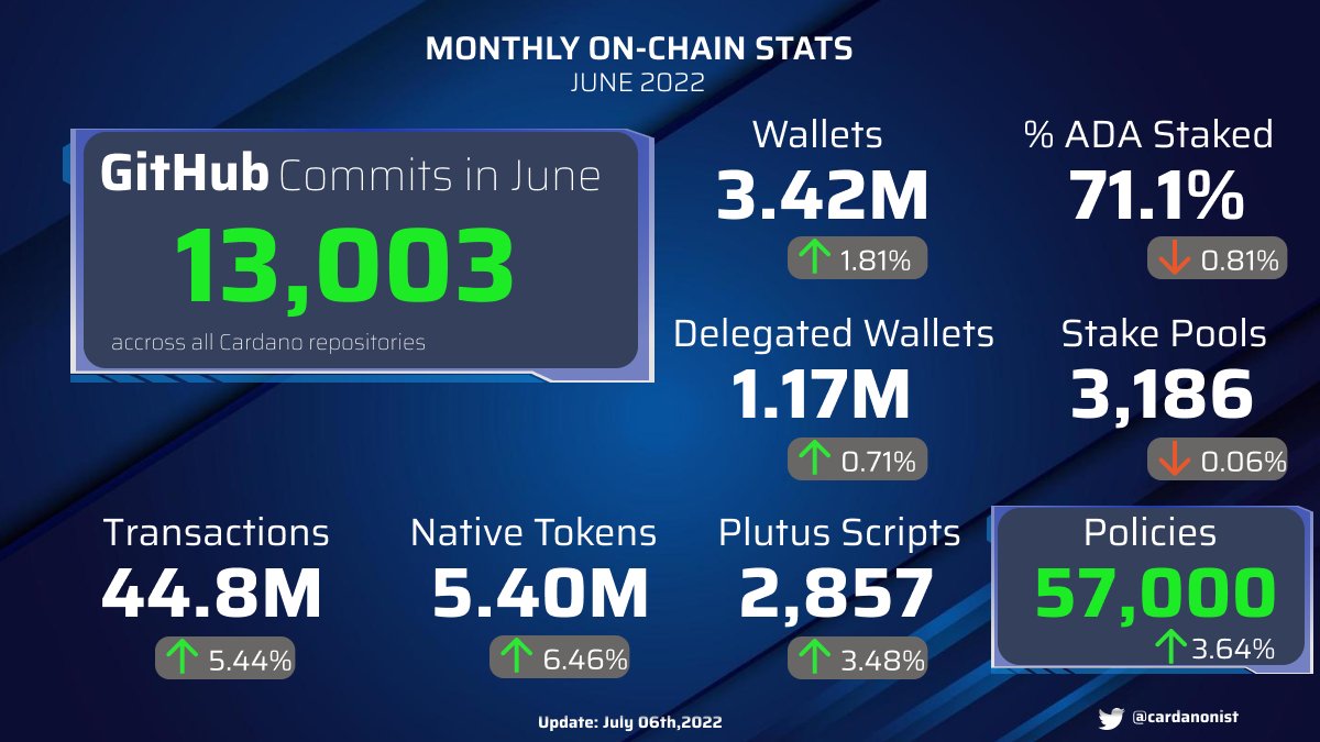 cardanonist's tweet photo. @CardanoStiftung  MONTHLY ON-CHAIN STATS IN JUNE

#Cardano #ADA #Cardanonist https://t.co/uoOUAt9q4t