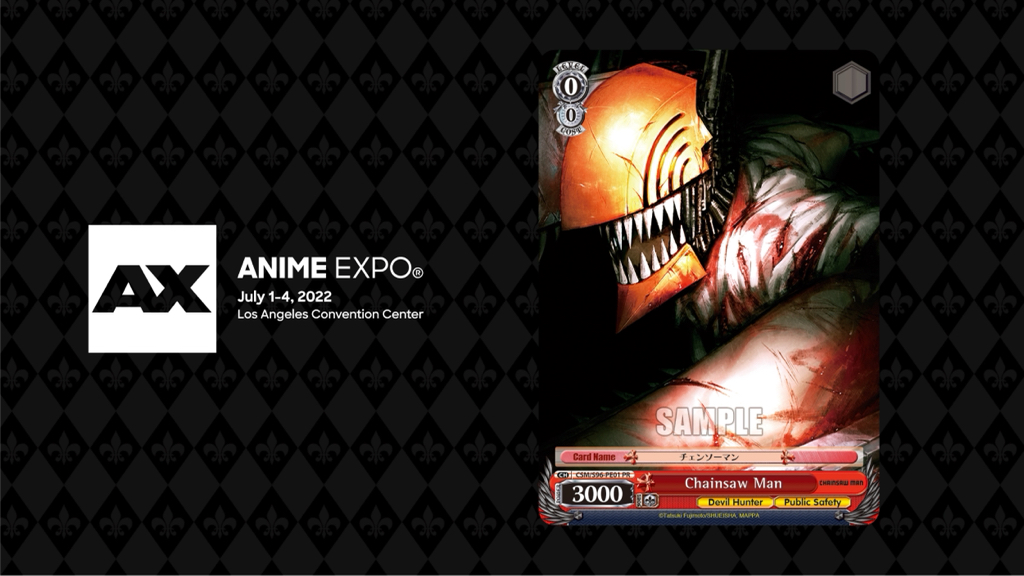 weissschwarz_en's tweet photo. You’ve seen the PR cards, you’ve seen our booth at #AX2022. It’s time to make it official — #ChainsawMan is coming to #WeissSchwarz! 

Scenes from the upcoming anime will be transformed into both Trial Deck+ and Booster Pack. Stay tuned for more information soon™! https://t.co/CmnANa2Q9F