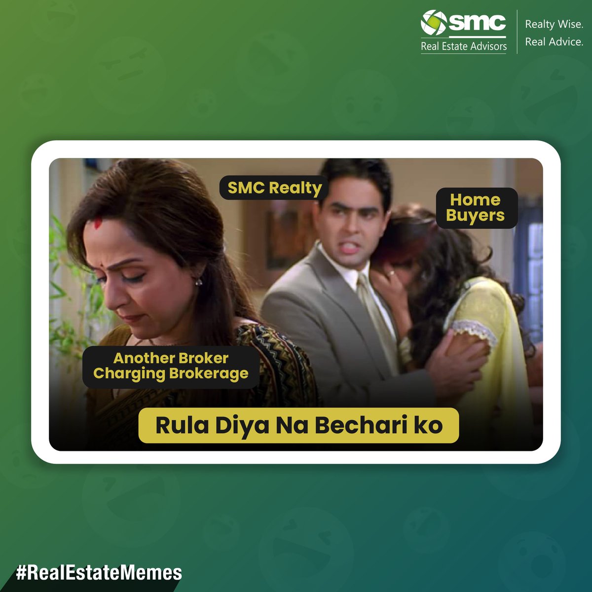 SMCRealtyIndia's tweet photo. Trust #SMCRealty for a home without brokerage and honest dealings so that your home buying journey does not end up in tears.π
.
.
#RealEstateMemes #Memes2022 #RealtyMemes #MemesIndia #HomeIndia #TrollIndia #FunnyIndia #FunnyIndianMemes #RealEstateIndia #RealtyIndia https://t.co/jJfPmBWvSw