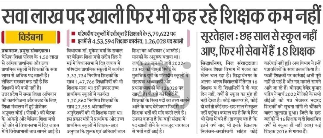 aimrockers's tweet photo. 4 वर्षों से एक भी भर्ती नहीं आई है बेसिक शिक्षा में @myogiadityanath @myogioffice https://t.co/OFAytASuBl