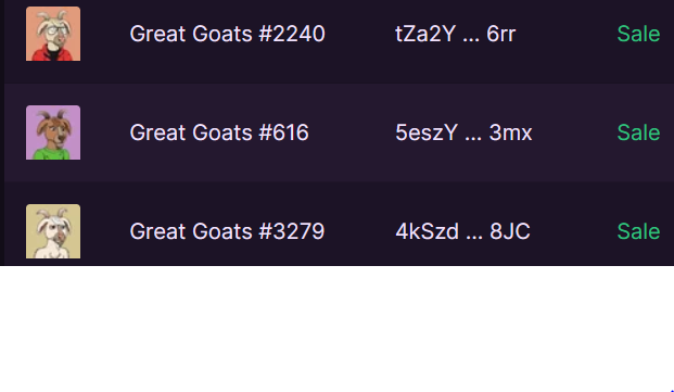 cryptonews_lisa's tweet photo. Quietly Sniping thru @GreatGoatsNFT ,Community looks solid,Me and some degens Gonna sweep some more if i get 200 raids! #goatish #NFTART #SOLANA $SOL https://t.co/Kpm7GgC1a5