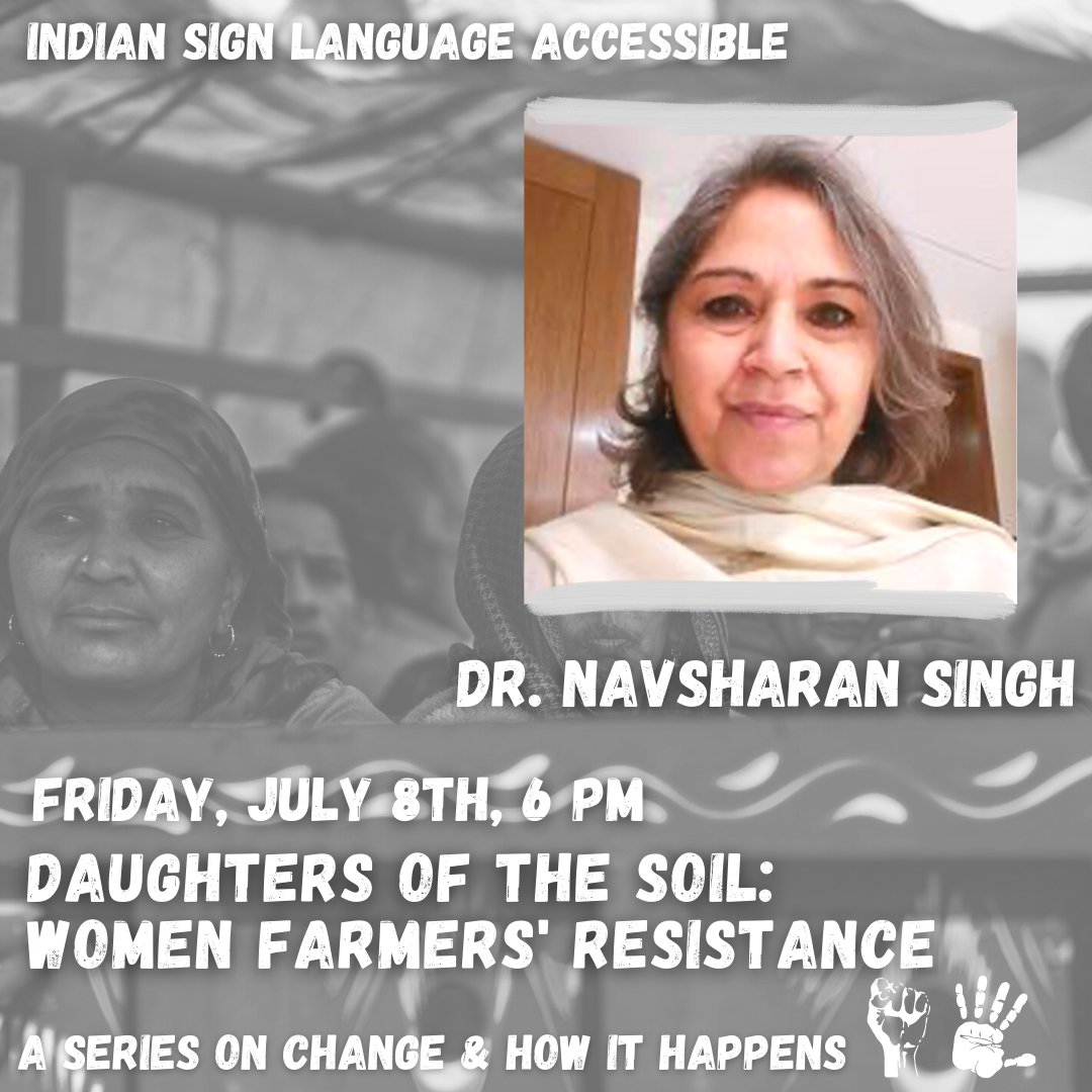 GatherSisters's tweet photo. Sisters

Our farmer is a woman. She sows, tends, preserves &amp; harvests... and she protests for her rights &amp; recognition. Join us to discover the might &amp; resistance of these daughters of the soil.

Guests: https://t.co/zPLe06DC1S
Host:@johriamrita 
Register:
https://t.co/BEn0uhyFOF https://t.co/kYmaQIW9vA