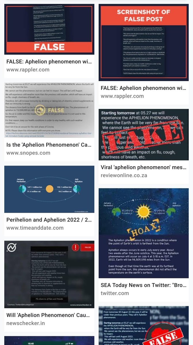 being_nimal's tweet image. #FactCheck #FakePostAlert 

#Aphelion HOAX. Avoid Rumors &amp;amp; Scares.
Dear media people please be responsible and check the facts before posting anything . You have hyped a fake forward message as a breaking news🤦‍♂️
No major #ClimateChange will happen!