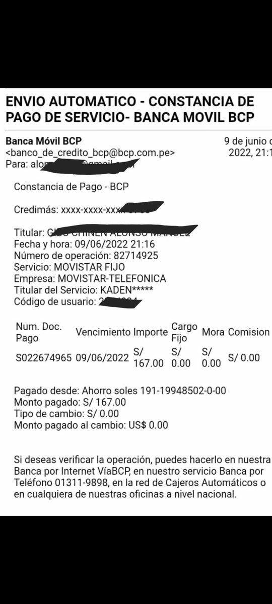 patkad's tweet photo. @MovistarPeru Me acaba de cortar  internet, cable y teléfono pese a que estoy al día en mis pagos. El recibo venció el 9 de junio y ese día se pagó. Aquí la evidencia... https://t.co/iIne92P1fj