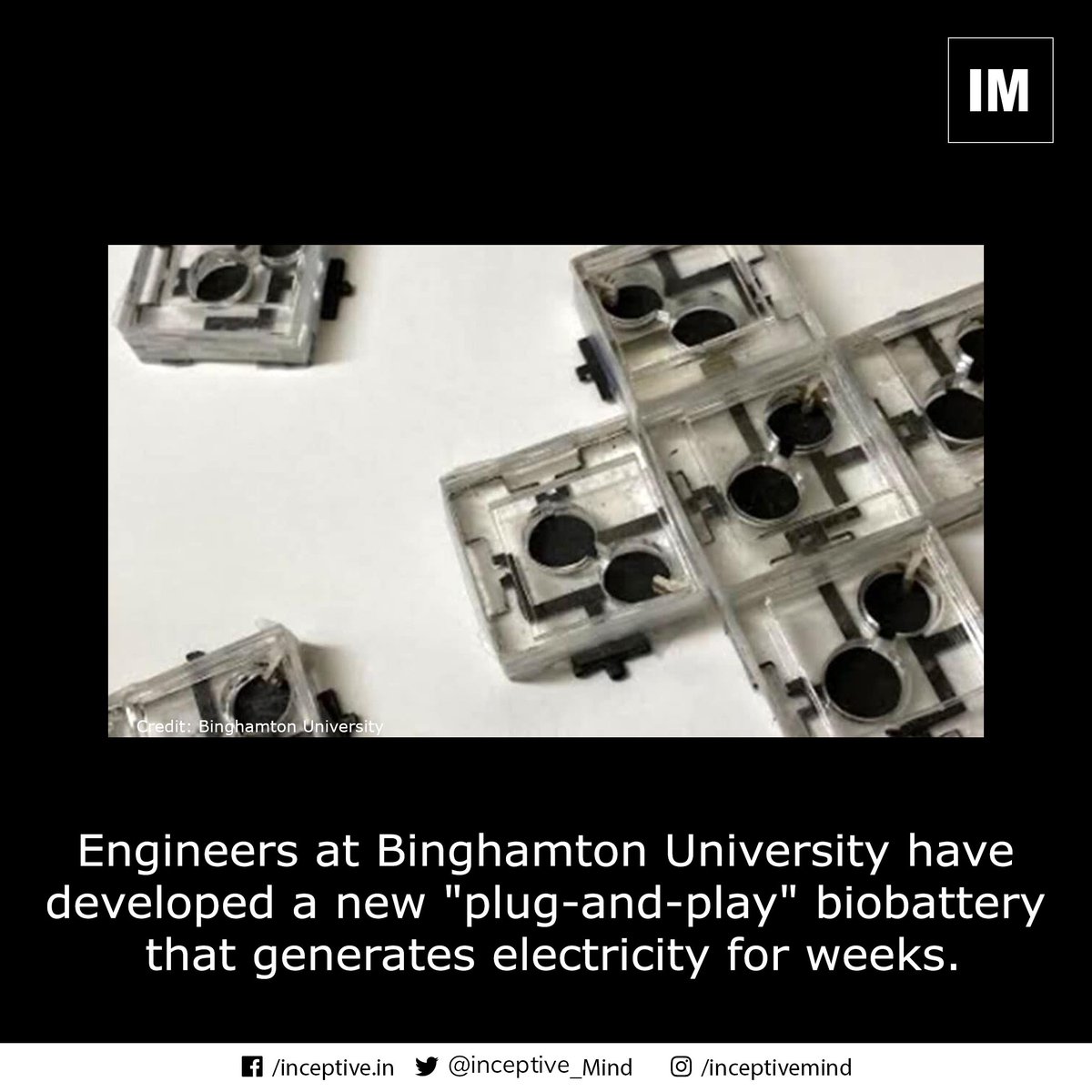 Inceptive_Mind's tweet photo. New plug-and-play modular biobattery generates power for weeks.
#biobattery #plugandplay #electricity #innovation #newinvention #newtechnology #inceptivemind https://t.co/IVfufHjQ6y