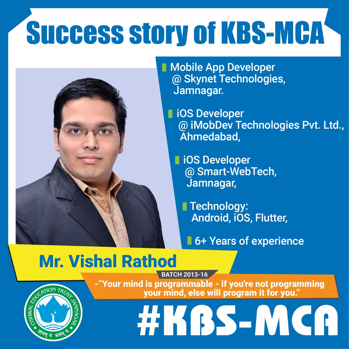 #Vishal_Rathod
#iOS_Developer
#An_Alumnus_of_JVIMS
#Jamnagar
#JVIMS_Memories
#JVIAMS
#MCA
#JVIMS_MCA_College
#MCA_in_Jamnagar