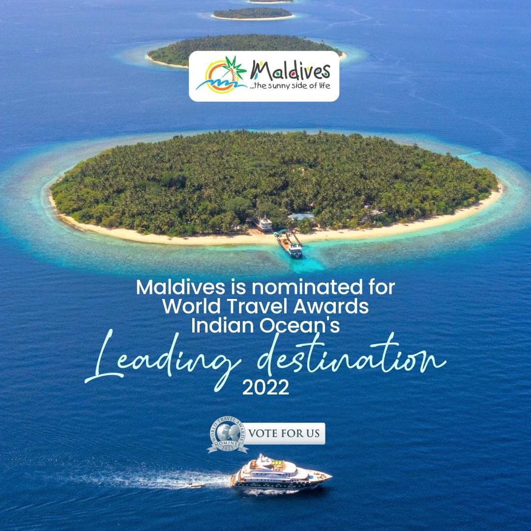 Proud to say that the Maldives is nominated for Indian Ocean's Leading Destination 2022. If you are a fan of the Maldives, please vote for us as the Indian Ocean's Leading Destination 2022 

bit.ly/3anzDlo

#WorldsLeadingDestination2021 #VisitMaldives #SunnySideOfLife