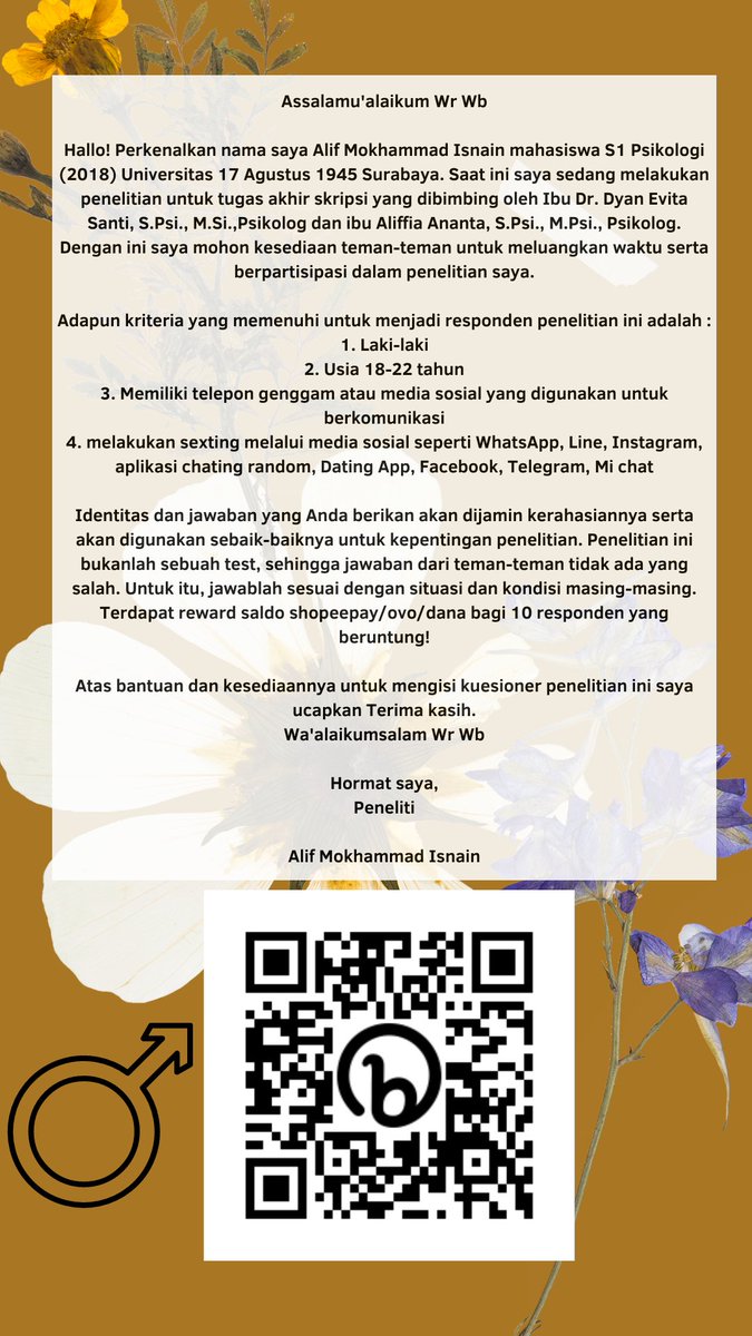 AlifArtera's tweet photo. Bantu isi kuisionerku dong gaes, yang sesuai sama kriterianya tolong diisi 
https://t.co/gXj22SGLWd
#morning https://t.co/mfQByiQkRi